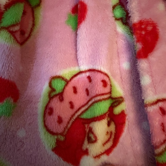 Strawberry Shortcake Pink Robe Bath Swim Girl Size 4T Y2K Cozy Fleece Retro - Picture 3 of 4
